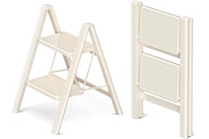GameGem Escabeau 2 Marches pour Adultes, Échelle Pliante avec Base Antidérapante, Marches Élargies, Design Esthétique s'Intégrant Parfaitement aux Intérieurs Domestiques