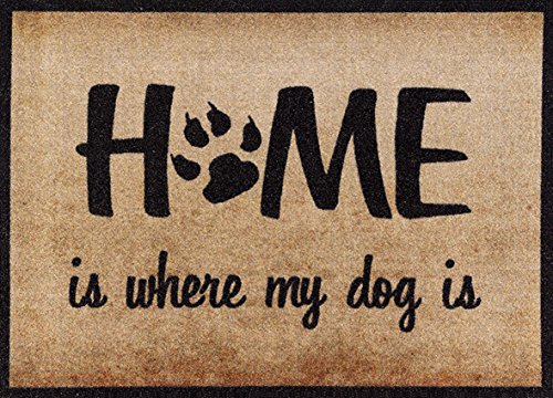 Fußmatte Mein Hund 50×70 cm groß, Waschbar für Außen Innen, Lustige Schmutzfangmatte Beige Rutschfest ohne Trittrand, Teppich für Haustüre Flur Wohnzimmer, Home is where my dog is Fußabtreter Geschenk - 3