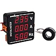 amiciSense Ac Voltmeter Ammeter, 3 In 1 Digital Meter 120A 50~500V Voltage Tester With Frequency And Current Test, Black