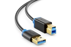 deleyCON 1,5m USB 3.0 Kabel Super Speed Złącze USB A do Złącze USB B Kabel Danych do 5 Gbit/s dla np. Drukarka Skaner Drukarki Wielofunkcyjne Czarny