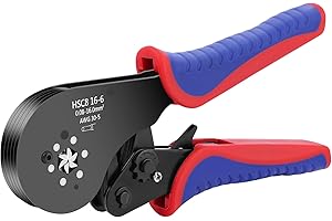 AOOWU Pince à sertir, 0,08-16mm² Pince à Sertir Cosse Electrique, Pince à Sertir Les Cosses de Fils, Pinces à Sertir à Cliquet, Pince Electricien Cliquet Auto-Adjuvsable, Sertissage Précis