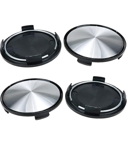 Audi 4M8071006A Dynamic Hub Caps (Pack of 4) Black/Silver 20.6 x