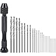 FRIUSATE 26 Piece Hand Drill, Mini Drill Pin Vise Hand Drill with 25 Twist Drills (0.5-3.0 mm), Hand Drill Bit Set for Hand D