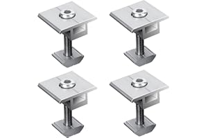 SZ-KARIDGE Abrazadera central, 4 soportes de montaje de panel solar de aleación de aluminio, abrazaderas centrales fotovoltaicas solares trapezoicas, soportes de montaje para panel solar, soporte para panel