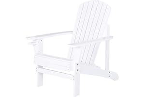 Outsunny Fauteuil de Jardin Adirondack Grand Confort Porte-gobelet intégré Bois de Sapin traité Peint Blanc