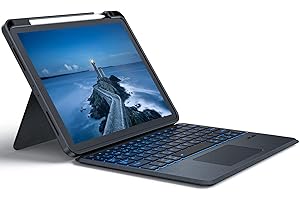 ASHU Funda con Teclado Español Ñ para iPad Air 5 2022/2020/ Pro 11 2022/2021/2020/2018 (1.ª a 4.ª Gen), Teclado Retroiluminada con Touchpad, Desmontable, Air (4.a/5 ª Gen), Negro