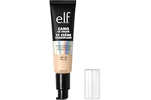 e.l.f. Camo CC Cream, podkład korygujący kolory ze średnim do pełnego krycia, LSF 30, wegański i nietestowany na zwierzętach, Fair 100 W, 30 g