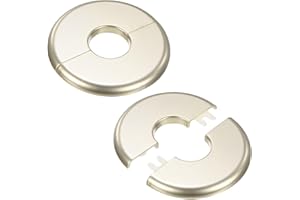 M METERXITY 2-Pack Wall Split Flange, for 1 Inch/25mm OD Pipe ABS Escutcheon Plate Round Self-Adhesive Plumbing Cover Plates for Water Pipe/Faucet [Gold Tone]