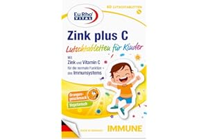 ‎EURHOVITAL Zink und Vitamin C Lutschtabletten für Kinder | Vegetarische Nahrungsergänzung zur Unterstützung des Immunsystems | Optimal für Kinder ab 4 Jahren | EuRho® Vital – Made in Germany | 60 Tabletten
