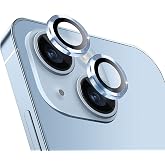Minesk İphone 14-14 Plus ile Uyumlu Al&uuml;minyum Alaşım &Ccedil;er&ccedil;eveli Tempered Glass Kamera Lens Koruyucu Kırılmaz Cam (Sierra Mavi)