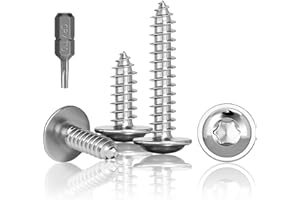 JYVEX 100 Stück Tellerkopf Holzschrauben Torx M3x20mm, Selbstschneidende Schrauben Mit Scheibe,Edelstahl Rostfrei A2 V2A Torx Schrauben Vollgewinde, Holzschrauben, Flachkopfschrauben mit T10 Bohre