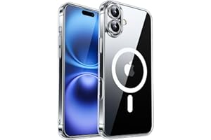 CANSHN Coque Magnétique pour iPhone 16 (6,1 Pouces), Compatible avec MagSafe, [Protection Complète de l'appareil Photo] Housse Étui de Protection Antichoc,Transparente