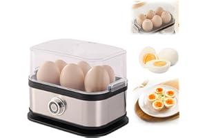 JOPWUE Smart Egg Cooker 3 in 1,Egg Boiler ith Auto Shut-Off,4-6 Eggs Soft Hard Boiled Eggs,Includes Measuring Cup,Stainless Steel Food Steamer for Dumplings,Veggies (White)
