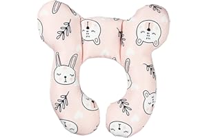 YLYDMY Baby Reisekissen,Kinderwagen Autositz Weiches,Baby Reise Nackenkissen,für 0-1 Jahre altes Baby,Verhindert das Abkippen des Kopfes im Schlaf (Bunny)