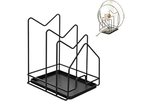 duisoad Soporte para tabla de cortar, soporte para tapas de ollas, platos, tablas de cortar, 5 x 7.2 x 8 pulgadas, color negro