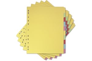 Elba A4+ (Extra Wide), 10 Part Card Dividers, Assorted, 5 Sets, Compatible with Punched Pockets
