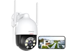 DEKCO 3K/5MP Security Camera Outdoor with Motion Detection, WiFi CCTV Camera with 360° Pan-Tilt View, Color Night Vision, Sound-Light Alarm, 2-Way Audio, IP66 Waterproof (5MP-1)
