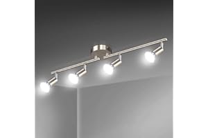 Defurhome LED Ceiling Light Rotatable, 4 Way Adjustable Modern Ceiling Spotlights(Matte Nickel) for Kitchen, Living Room, Bedroom, Including 4 x 4W GU10 Led Bulbs(450LM, Cool White)