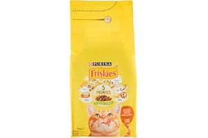 Purina Friskies Adult Croquettes pour Chat avec Poulet Dinde et Olives ajoutées, 2 kg