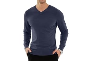KUYIGO Uomo Maglione con Scollo a V Slim Knit Casual Manica Lunga Pullover Morbido Caldo Top S-XXL