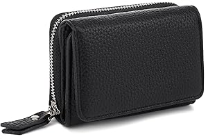 CHAOFANXI Mały portfel damski, ze skóry, mały portfel dla kobiet, mały portfel damski, w krótkim formacie, mały portfel z wieloma przegródkami, czarny, 10*8*4, Nowoczesny