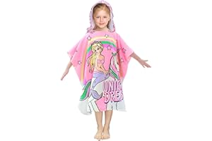 JORAKI Serviette de Bain Enfant, Serviette de Plage Enfant Poncho de Bain à Capuche Super Doux Cape de Bain Peignoir pour Filles Garçons 6-14 Ans