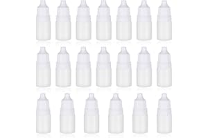 Lusofie Lot de 20 flacons compte-gouttes vides en plastique - 5 ml - Portable - Avec bouchon et bouchon amovible - Blanc translucide