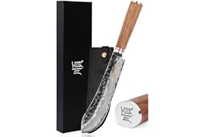 YOUSUNLONG Professional Breaking Knife Couteau de boucher Couteau de chef 8 pouces Couteau à viande - Damas japonais VG10 - Manche en bois de noyer