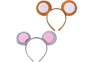 EUPSIIU 2 Pezzi Fascia per Orecchie Topo, Costumi Animali Orecchie Fascia per Adulto Bambini, Animali Cerchietti per Capelli per Halloween Carnevale Dress Up Feste di Natale