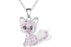 VYIBPDY Kette Mädchen, Kinderschmuck, Süße Katze Halskette für Mädchen, Katze Anhänger, Geschenk für Weihnachten, Rosa, 1 Stück