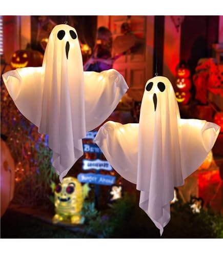 5er-Set Halloween Geister Mit LED – 45 Cm, Für Garten, Terrasse & Party