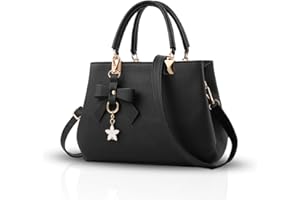 NICOLE & DORIS Nicole&Doris Femme Sac à Main Sac à bandoulière Bowknot Sacs fourre-Tout Imperméable Sac en Cuir PU Sac Messager Sacs portés épaule Noir