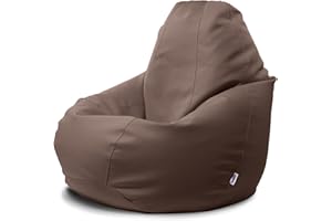 Avalon - Pouf Poltrona Sacco Gigante in Similpelle Jazz, Puffo per Sedersi Ergonomico da Interno, Pouf a Sacco Impermeabile, Comoda Poltrona a Sacco Moderna, Made in Italy(95x95x135cm-Testa di moro)