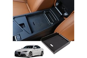 DIYUCAR Boîte de rangement pour accoudoirs avec plateau noir et tapis antidérapant pour téléphone portable Giulia