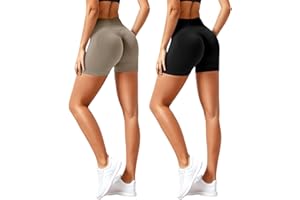 Vertvie Women's Gym Shorts Booty Scrunch Bums High Wasit Sports Shorts Seamless Ladies Cycling Workout Shorts Running Fitness Leggings
