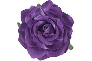 Mecool 3.94" Rose Hair Clips for Weddings Corsage Hair Pins for Women | Flower Girl Hair Accessories for Women | Flower Hair Clips - Purple