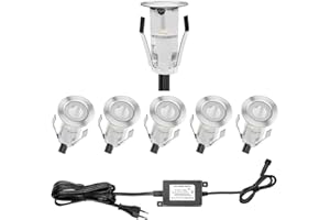 QACA 6 Kit Mini Spot Exterieur Led Encastrable 0.4W/DC12V Etanche IP67 Luminaire Exterieur Décoration pour Terrasse, Patio,Escalier,Chemin,Jardin (bleu)