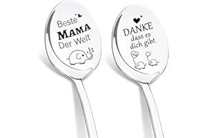 DIKARIYA Muttertagsgeschenk für Mama, 2er Kaffeelöffel mit Gravur Beste Mama der Welt Geburtstagsgeschenk für Mama Löffel Teelöffel Geschenke Geburtstag Muttertag Mütter Besondere Geschenke für Mutter