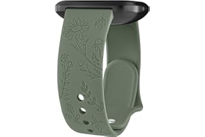 Vancle Armband für Fitbit Versa 2 Armband/Fitbit Versa/Fitbit Versa Lite/Fitbit Versa SE Damen Herren, Silikon Armbänder Floral Gravierte Uhrenarmband Sport Ersatzarmband