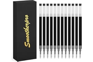 SMOOTHERPRO Wkłady do tuszu żelowego, kompatybilne z pilotem G2, do pióra Bolt Action Fine Point Black Ink (G212), 12 sztuk
