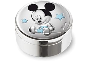 Disney Baby - Valenti & Co. - Boîte à dents en argent Mickey Mouse conçue comme une boîte souvenir pour les dents de lait du bébé