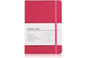 Guissi Classic Dotted Grid Bullet Notebook Journal Dot Hard Cover A5 Premium 80 g/m2 Papier épais Sans Acide Avec Poche Intérieure Fine Faux Cuir Fournitures Scolaires de Bureau 144 Pages