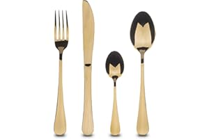 BERGNER MUNICH - Set posate 24 pezzi per 6 posti tavola - Acciaio inossidabile - Spessore 2,5 mm - Finitura a specchio color champagne - Lavabile in lavastoviglie - Ottimo per l'uso quotidiano