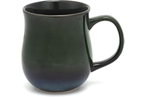 SECELES 500ml Tazas de café de cerámica hecha a mano esmaltado, 18oz taza de té con mango grande para la oficina y el hogar, ceramic coffee mug apto para microondas y lavavajillas seguridad (verde tinta)