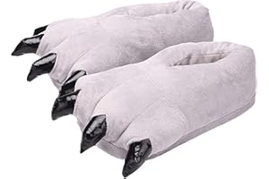 unlockgift Zapatillas de estar por casa para otoño e invierno, peluche, disfraz de pata, garra, zapatos para hombres, mujeres, niños, cosplay, tigre, dinosaurio, oso, panda, disfraz