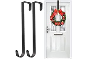 VDSOW Colgador de Corona para decoración de Puerta de Navidad, Paquete de 2 Perchas de Metal Negro 38 cm para Puerta Delantera, Ganchos para Colgar Adornos, guirnaldas Decoraciones de Navidad Halloween