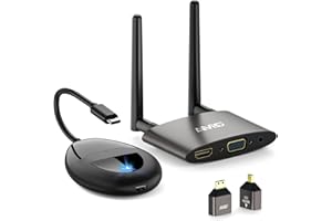 Wireless HDMI 4K, AIMIBO USB C Transmitter and Receiver, 5.8G Wireless HDMI Extender with VGA/HDMI Dual Port Streaming Netfix Video from Laptop, TV Box, Camera, Phone to TV, Display, Projector- 50M