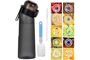 Tikhell Air Bouteille d'eau améliorée 2023 avec 7 saveurs, sans BPA pour aromatiser, 0 sucre, 0 calorie (noir mat)