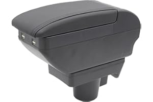 KAERGK Armrest Box For Astra H Center Console Storage Box with 4 USB Port Cup Holder Double Layer Armrest Accessories Black (4 USB Black with Black thread)