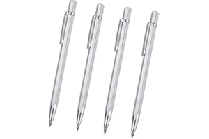 SKIWAX 4 Pièces Scriber à Pointe de Carbure de Tungstène, Pointe carbure de tungstène Gravure Acier inoxydable Céramique Verre (argent)